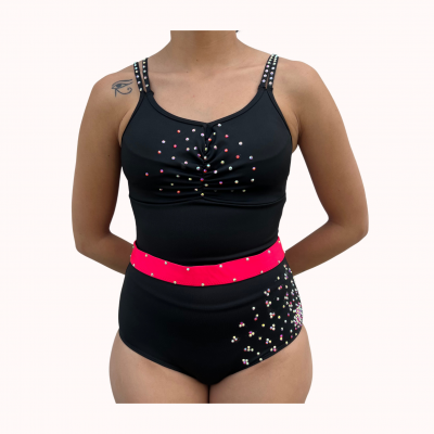 Justaucorps duo avec ceinture strasée