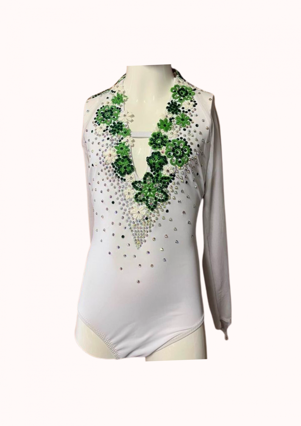 justaucorps vert blanc - le coin paillettes
