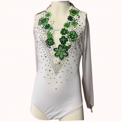 justaucorps vert blanc - le coin paillettes