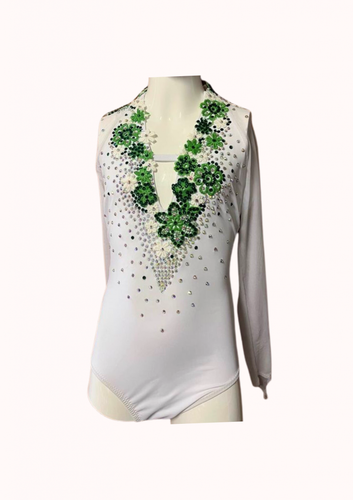 justaucorps vert blanc - le coin paillettes