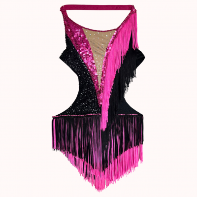 Justaucorps à franges rose et noir